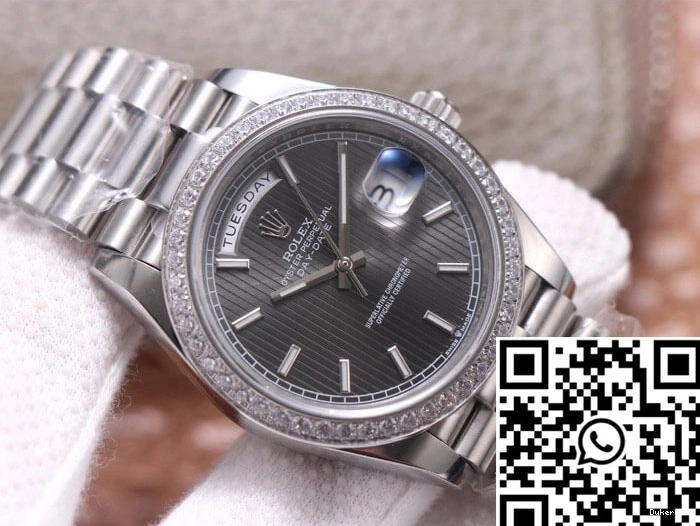 EW M228349RBR-0008 Gold Factory Rolex White Dial Day-Date Grey 0513